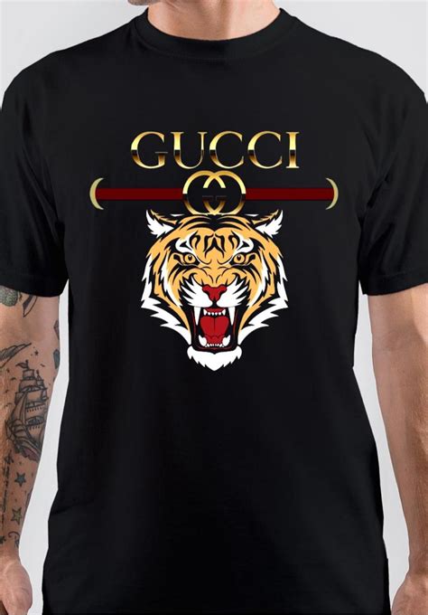 gucci blue tiger yellow tee|gucci logo t shirt.